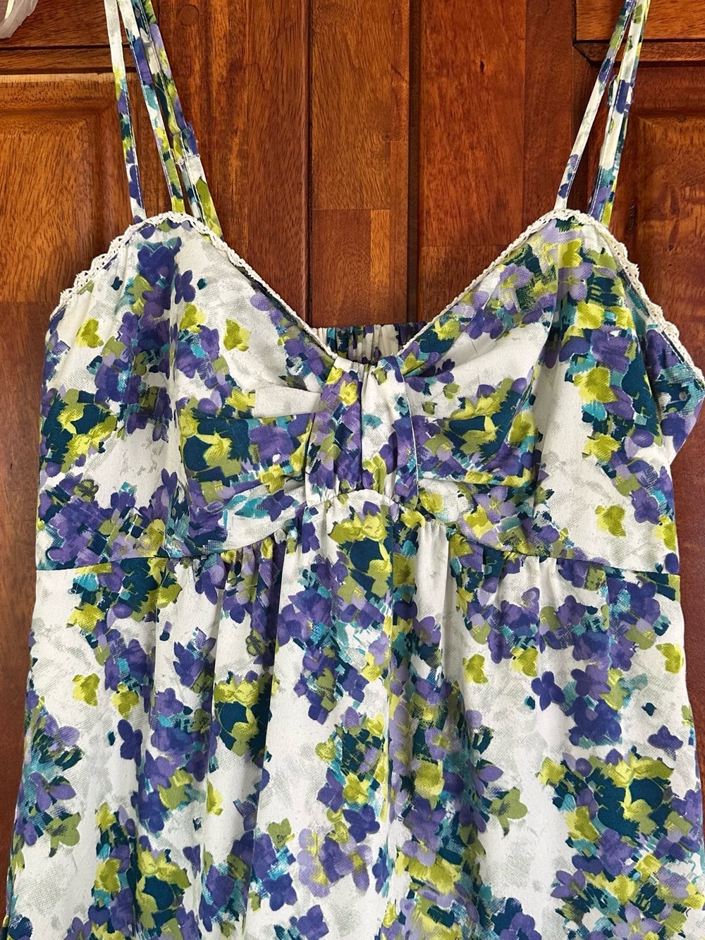 Jessica Simpson White Floral Sundress with Blue and Green Print - Picture 3 of 9